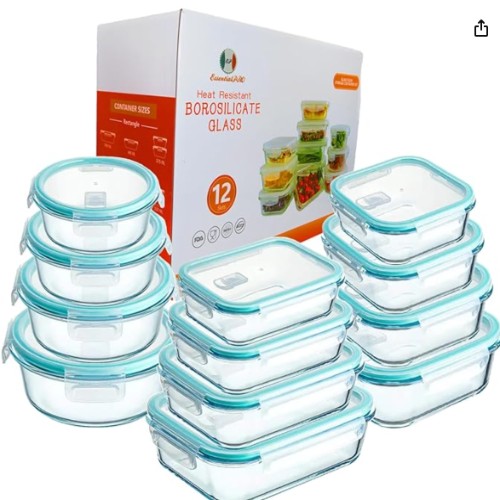 12 Pack Glass Food Storage Lunch Containers